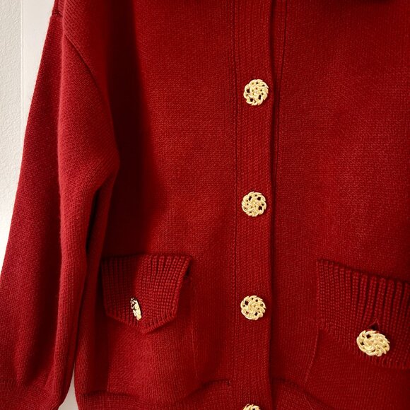 Zara Burgundy Cardigan Sweater, Gold Buttons, NEW - Picture 2 of 4